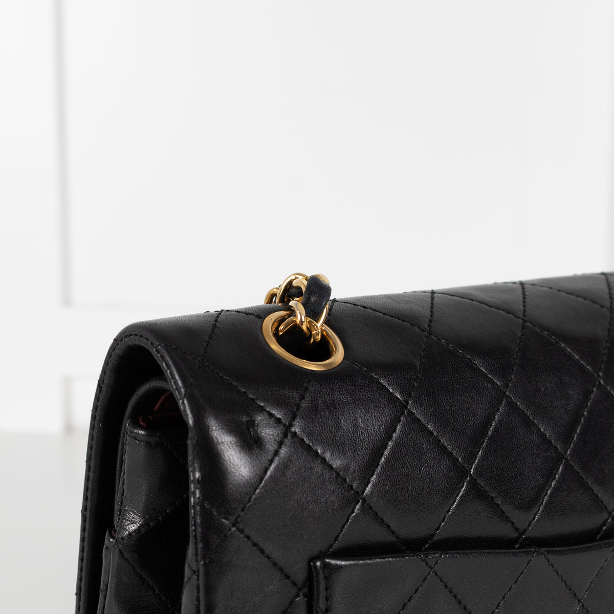 Chanel Black Vintage Matelasse Square Double Chain Bag