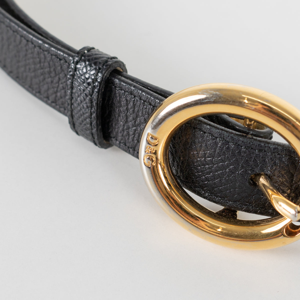 Dolce & Gabbana Black With Gold Buckle Ventura Belt