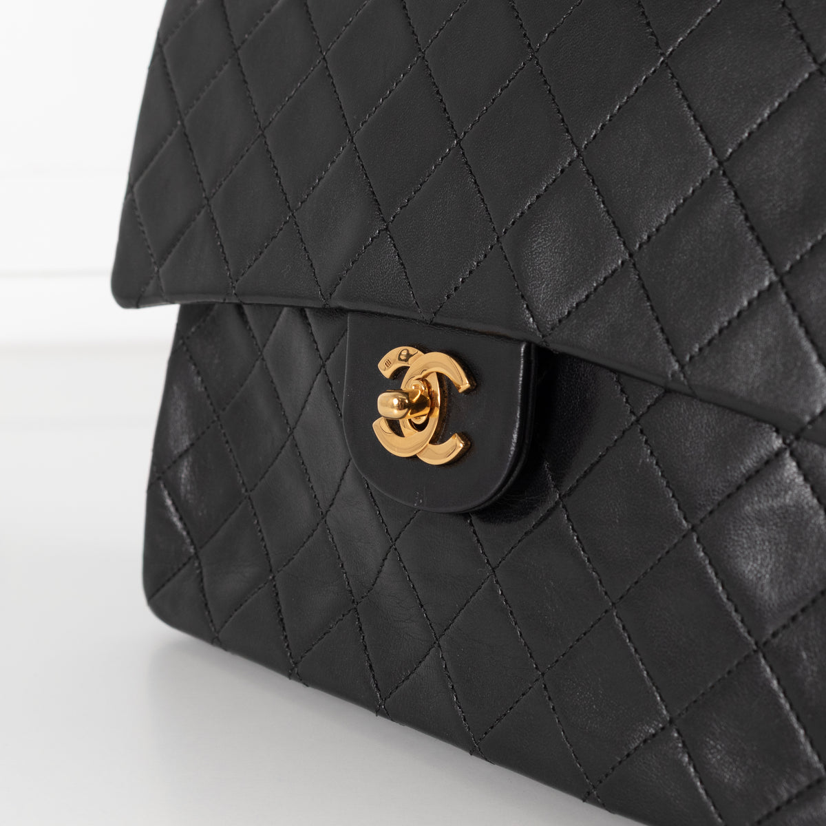 Chanel Black Vintage Matelasse Square Double Chain Bag