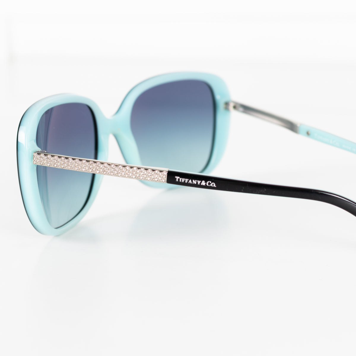Tiffany Black And Blue Square Sunglasses With Diamante Detail
