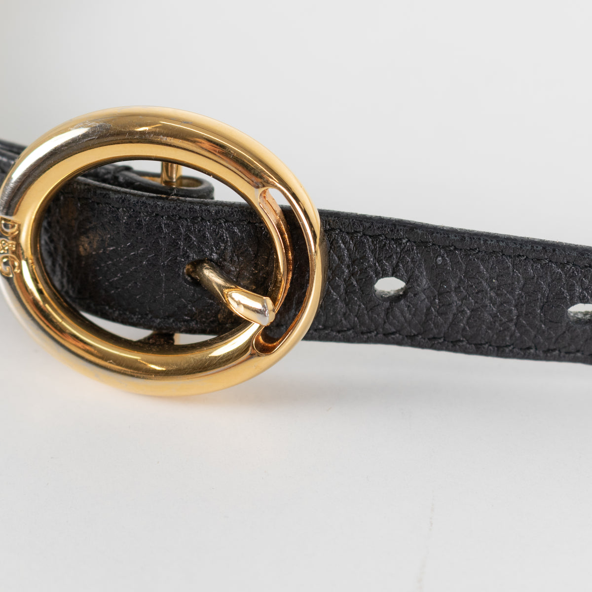 Dolce & Gabbana Black With Gold Buckle Ventura Belt