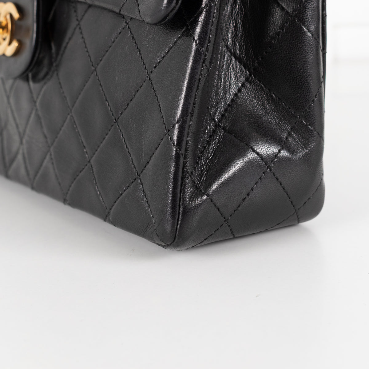 Chanel Black Vintage Matelasse Square Double Chain Bag