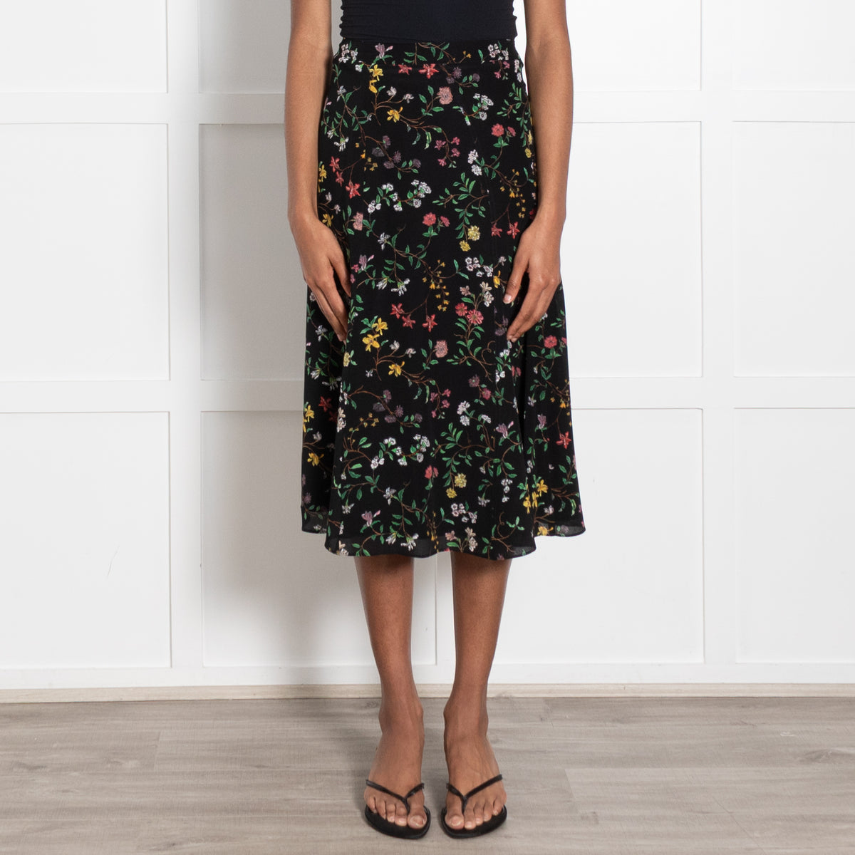 Altuzarra Black Multicolour Floral Print A-Line Skirt