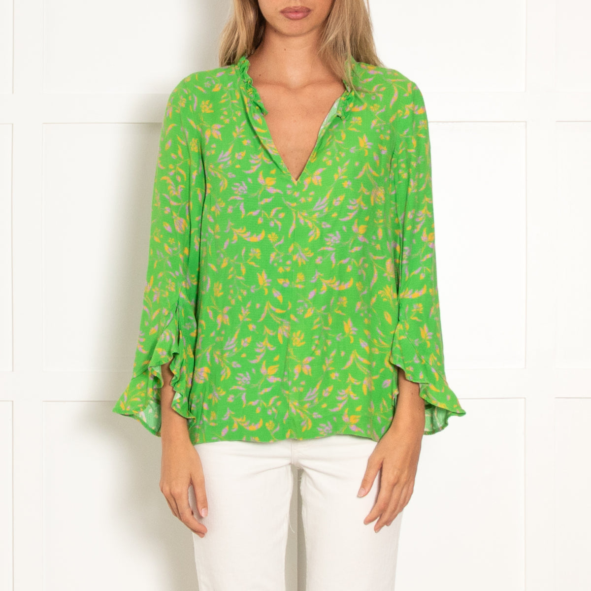 Baum Und Pferdgarten Green Yellow Floral Blouse