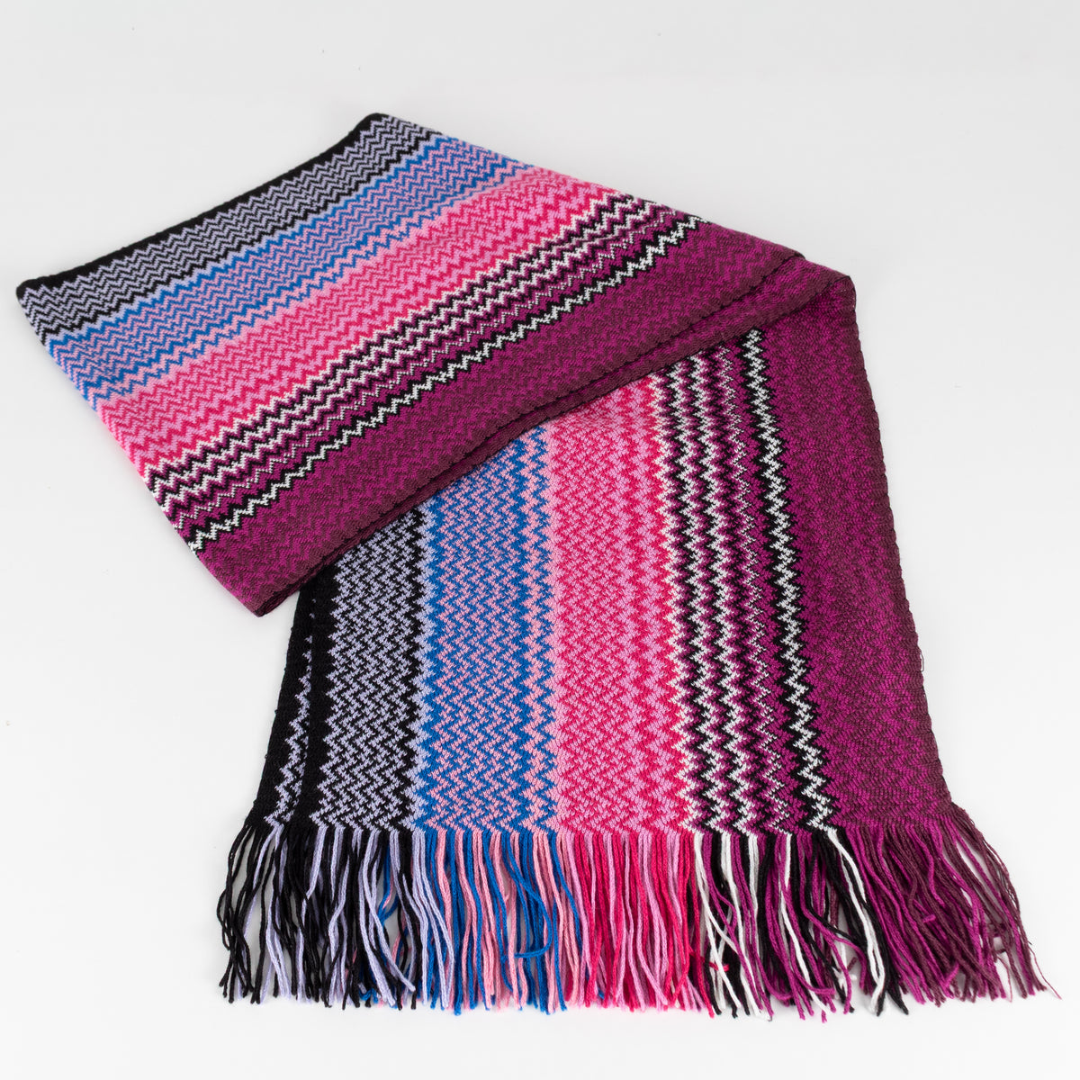 Missoni Pink, Purple and Blue Chevron Knit Scarf