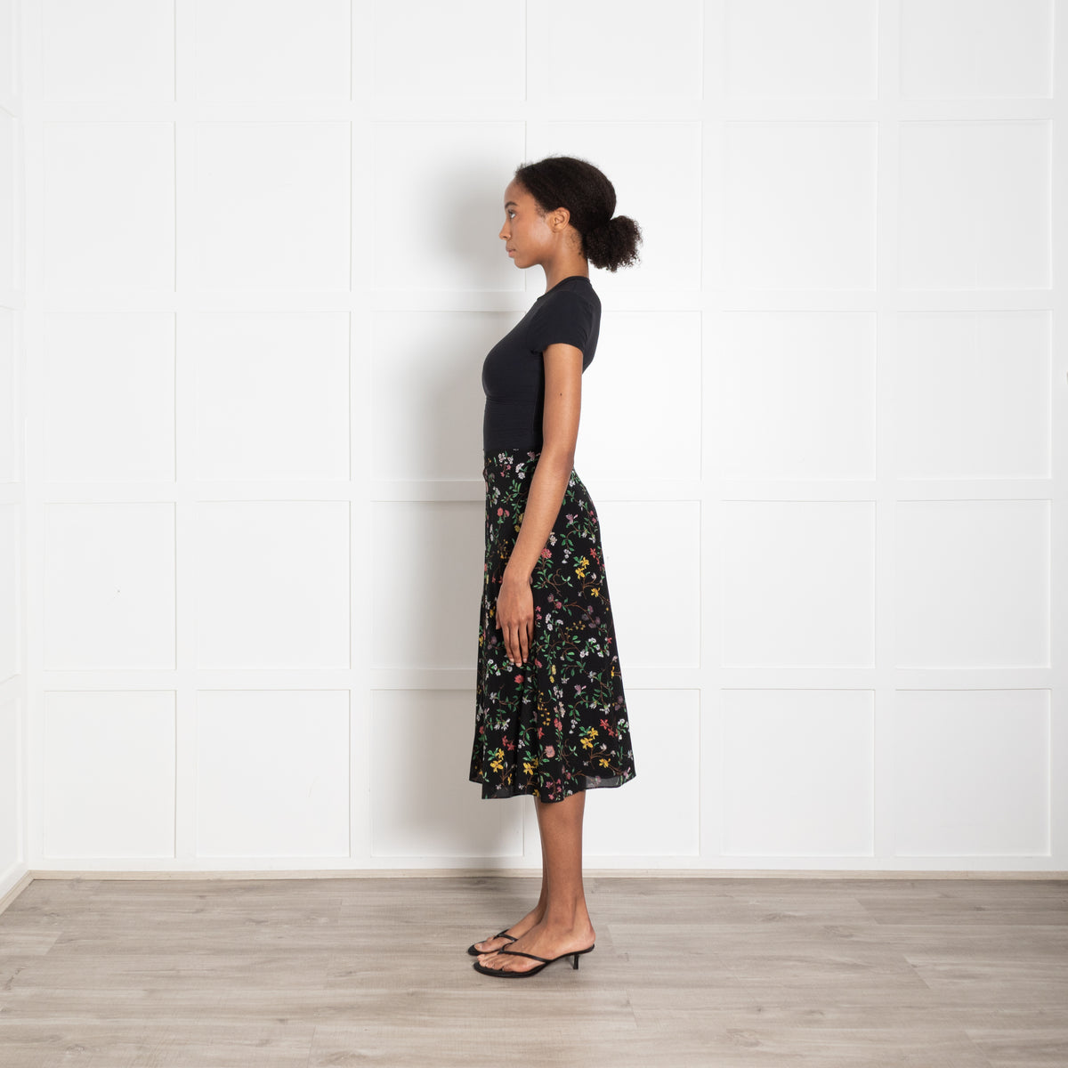 Altuzarra Black Multicolour Floral Print A-Line Skirt