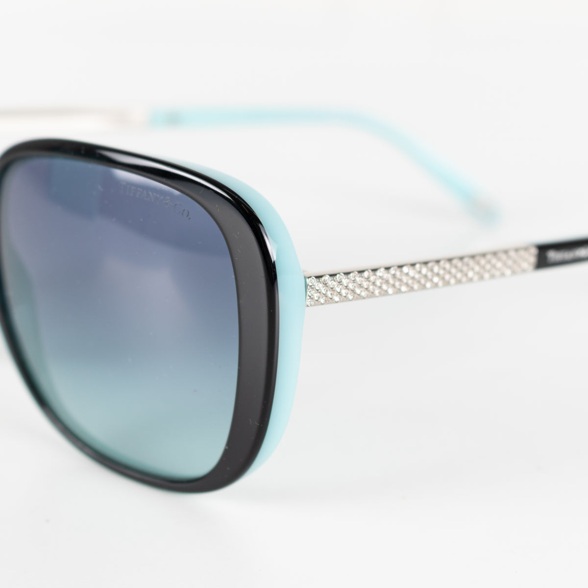 Tiffany Black And Blue Square Sunglasses With Diamante Detail