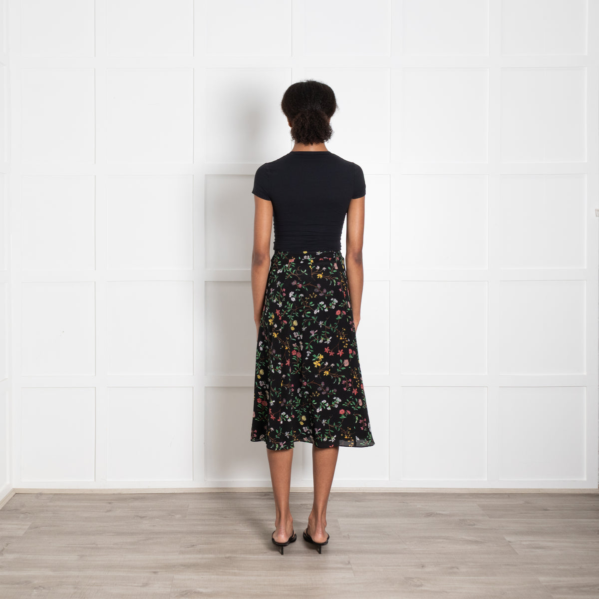 Altuzarra Black Multicolour Floral Print A-Line Skirt