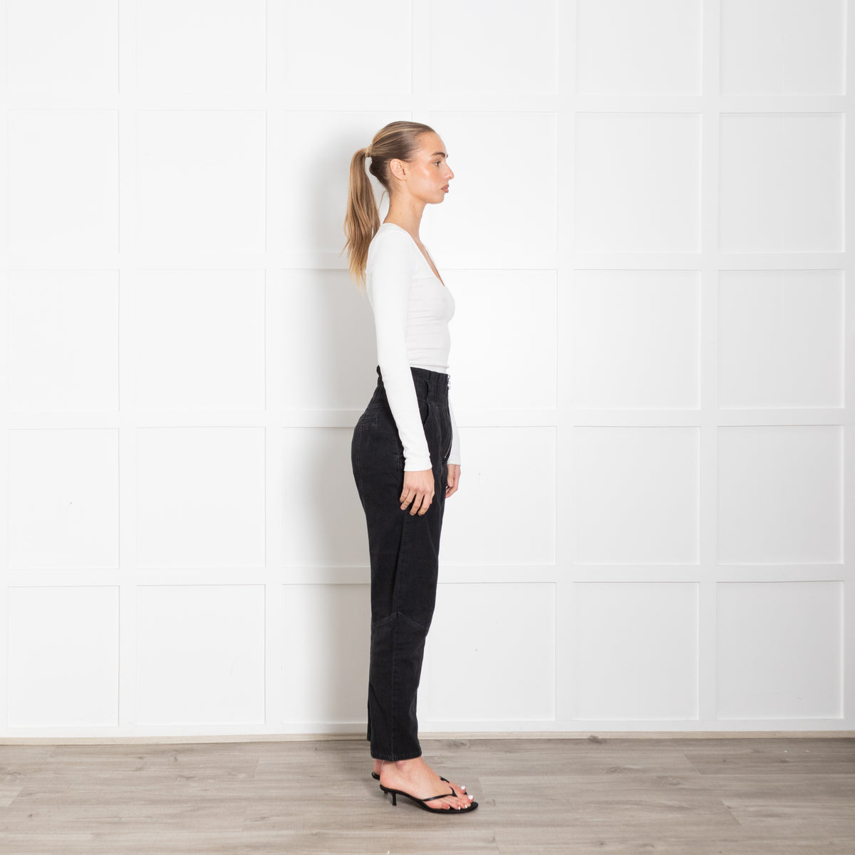 Ba & Sh Black High Waisted Cotton Blend Trousers