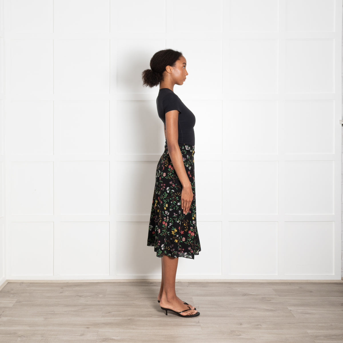 Altuzarra Black Multicolour Floral Print A-Line Skirt