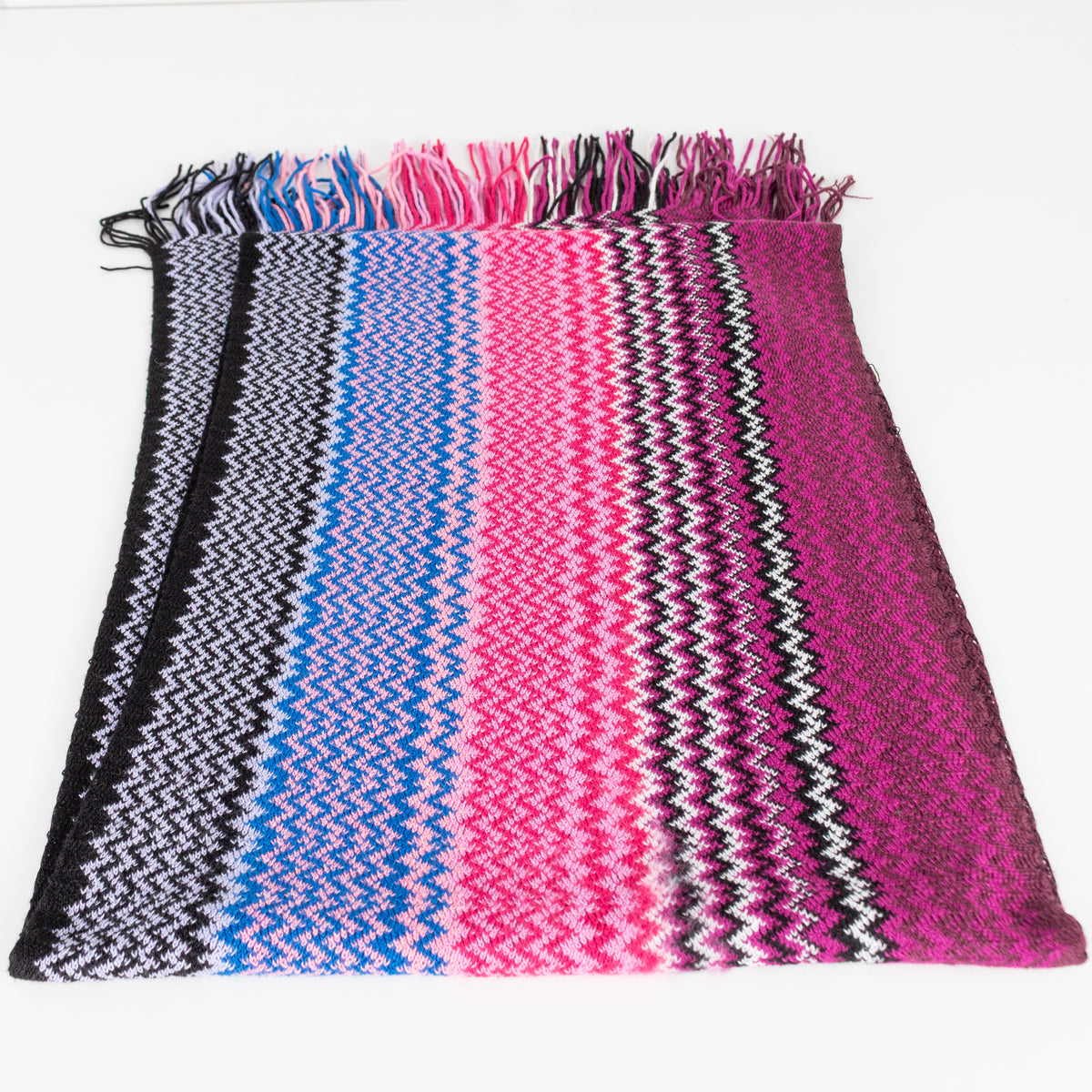 Missoni Pink, Purple and Blue Chevron Knit Scarf