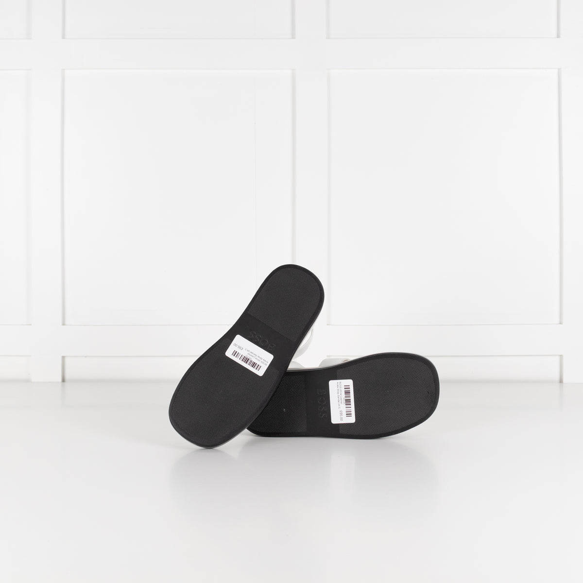 BOSS White Leather Ankle Strap Sandal