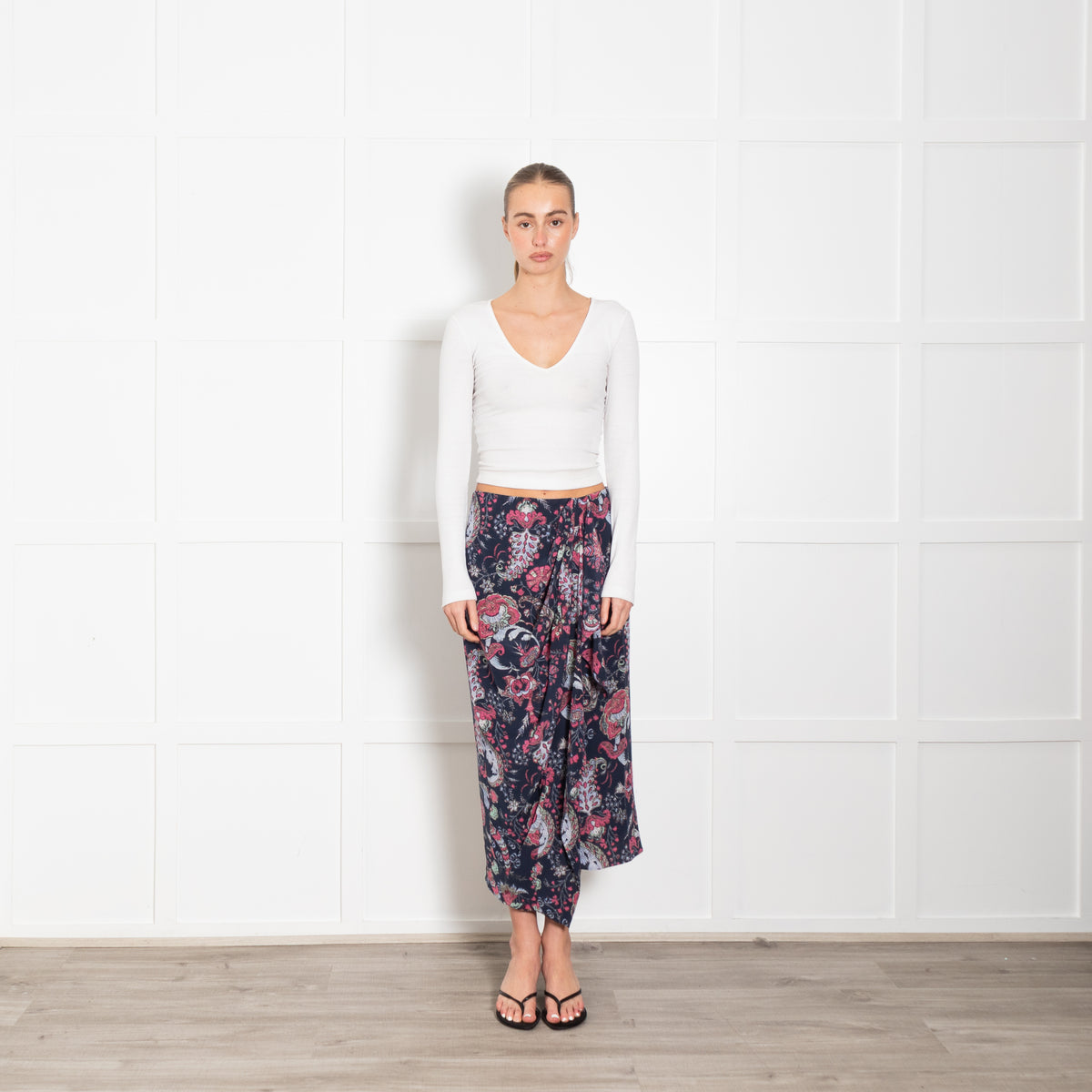 Isabel Marant Blue Pink Floral Silk Skirt