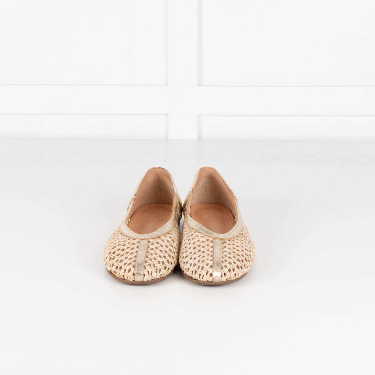 Ancient Greek Sandals Beige Raffia Gold Leather Trim Shoes