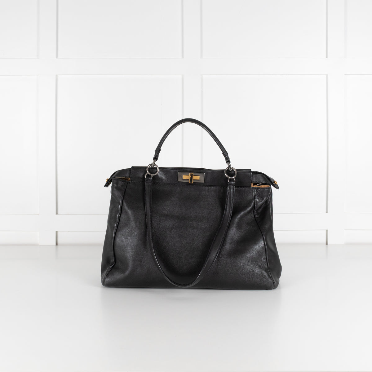 Fendi Vintage Peekaboo Large Leather & Cowhide 2 Way Handbag