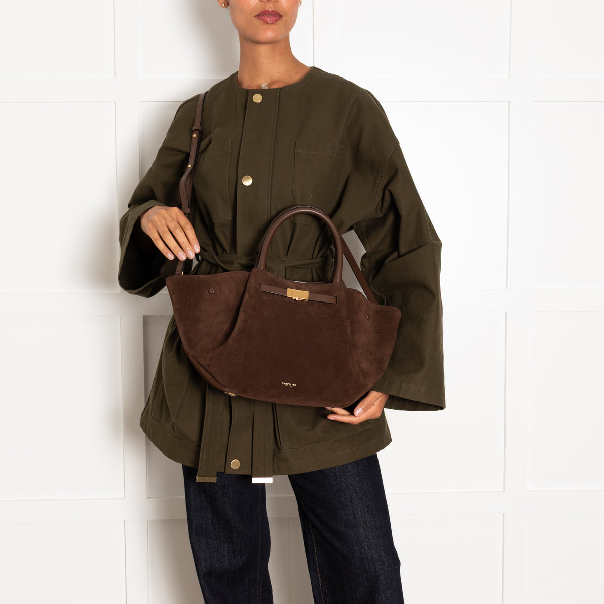DeMellier The Midi New York Brown Suede Bag