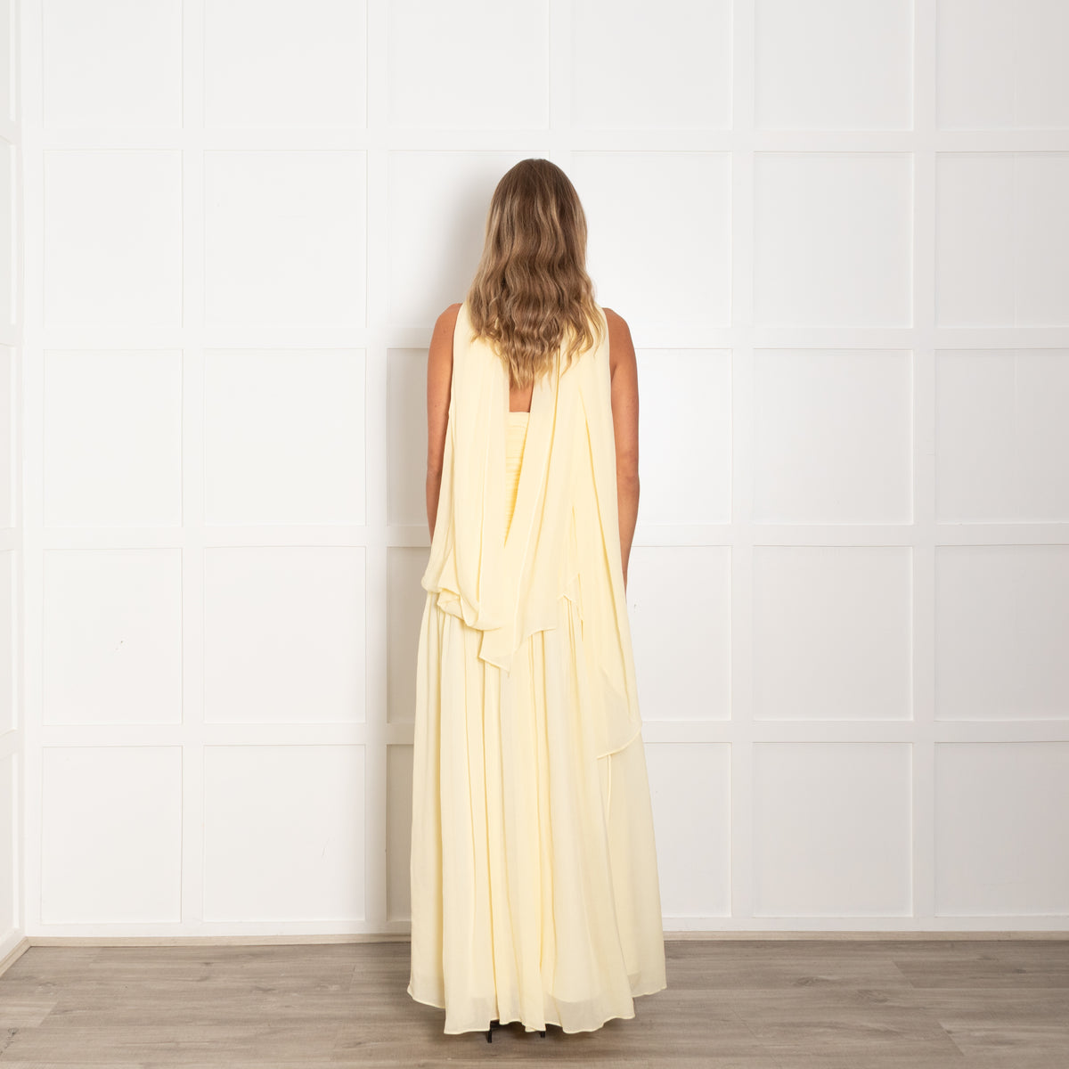 Self-Portrait Yellow Georgette Strapless Maxi Dress With Scarf