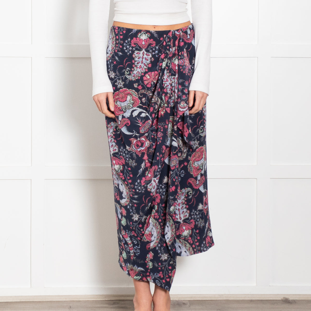 Isabel Marant Blue Pink Floral Silk Skirt