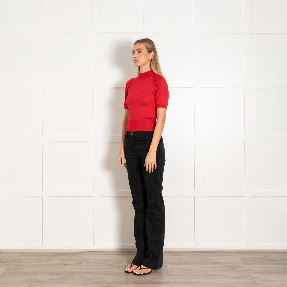 Vivienne Westwood Red Wool Blend Short-Sleeved Turtleneck Sweater