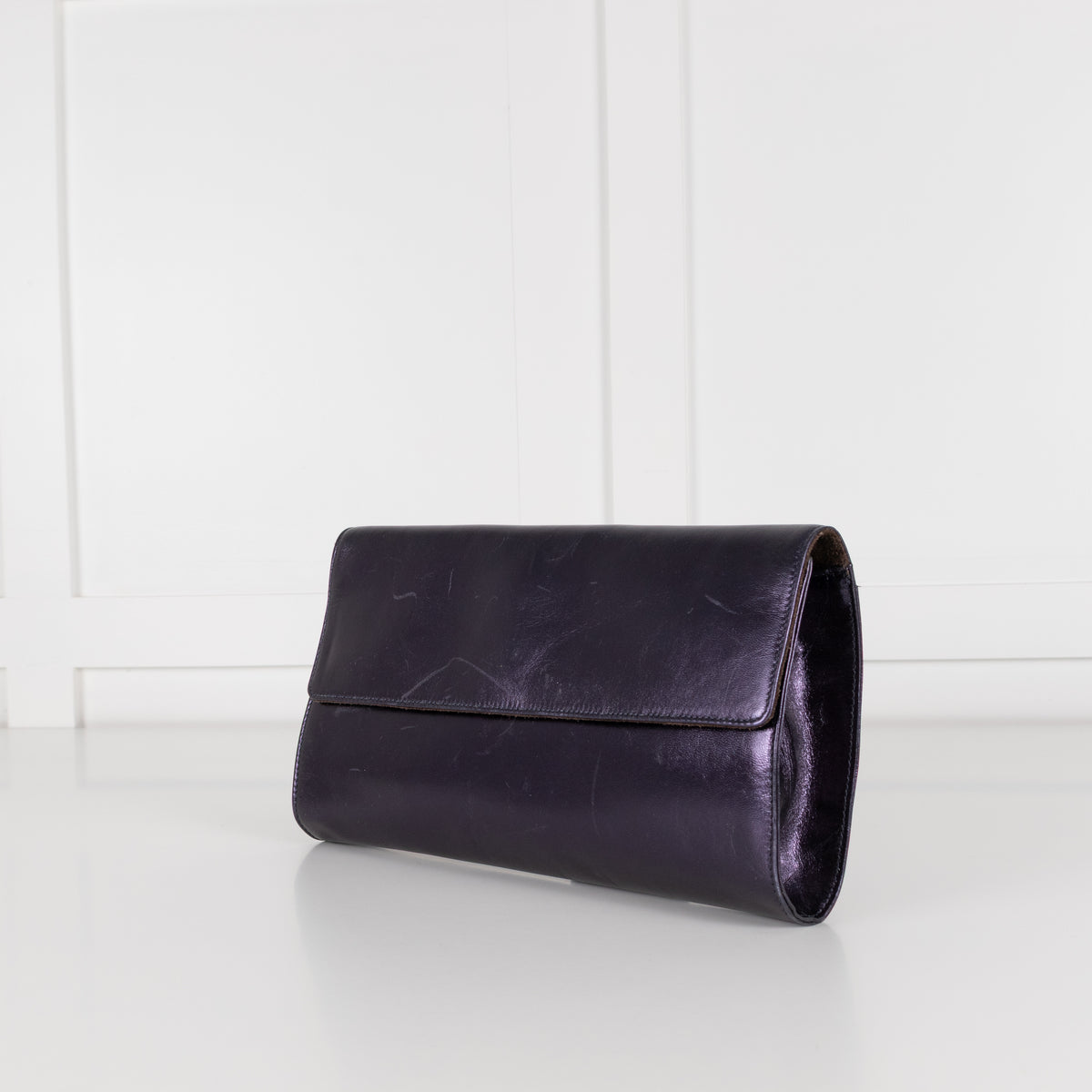 Max Mara Navy Purple Metallic Clutch Bag