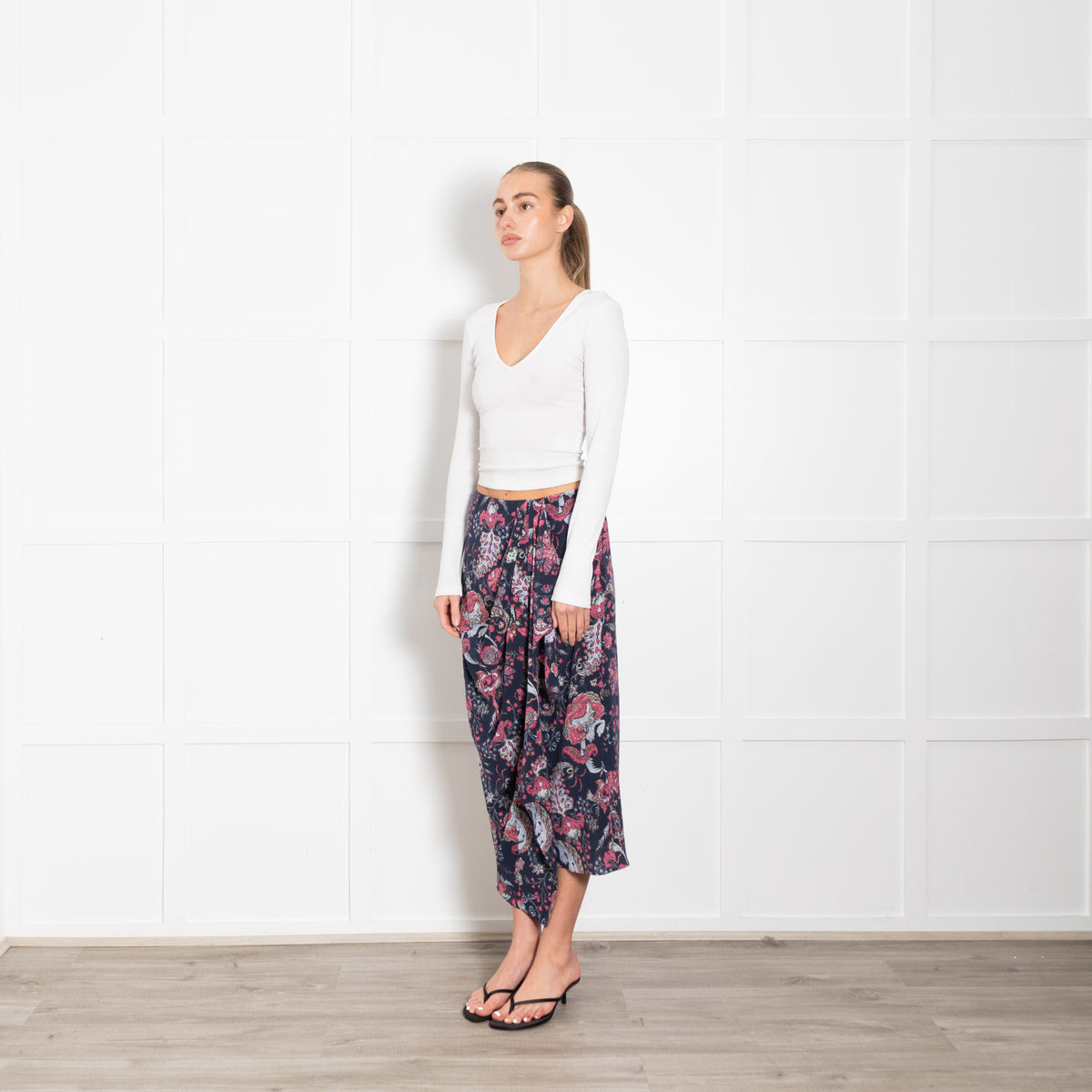 Isabel Marant Blue Pink Floral Silk Skirt