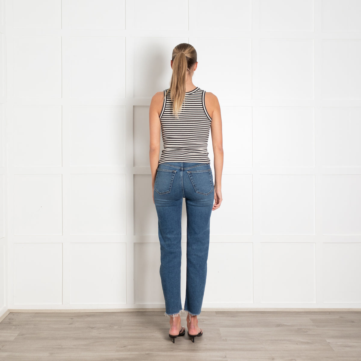 Rails Black and Cream Ribbed Stripe Vest