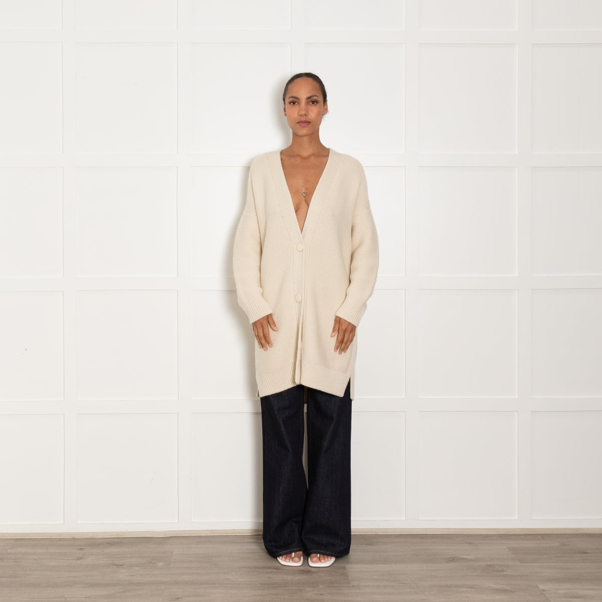 Hermes Cream Cashmere Long Cardigan