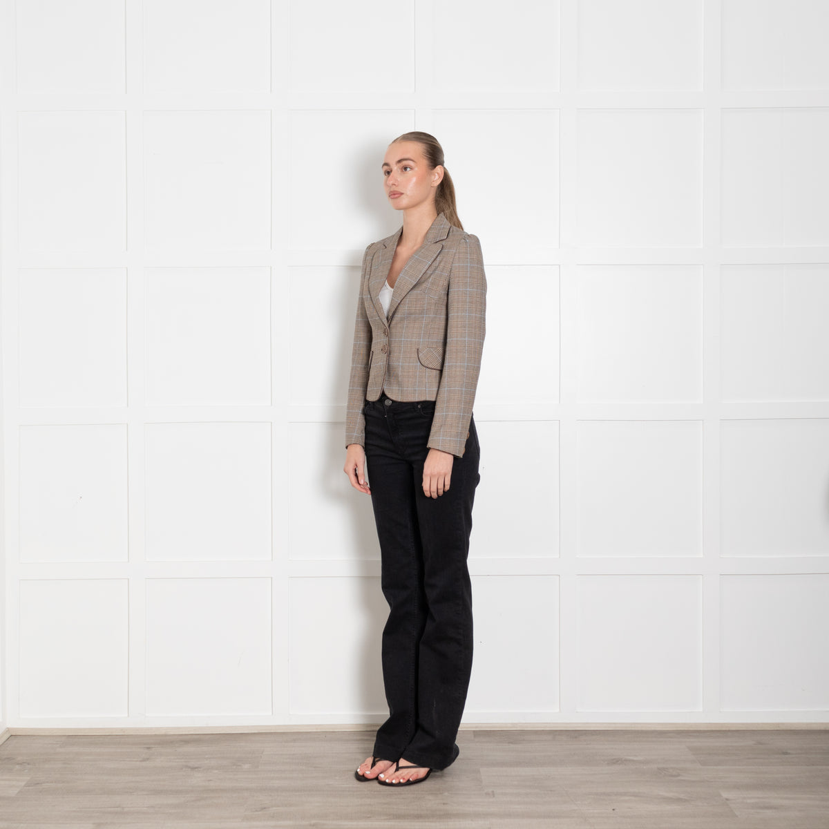 Joseph Beige Brown Check Blazer Jacket