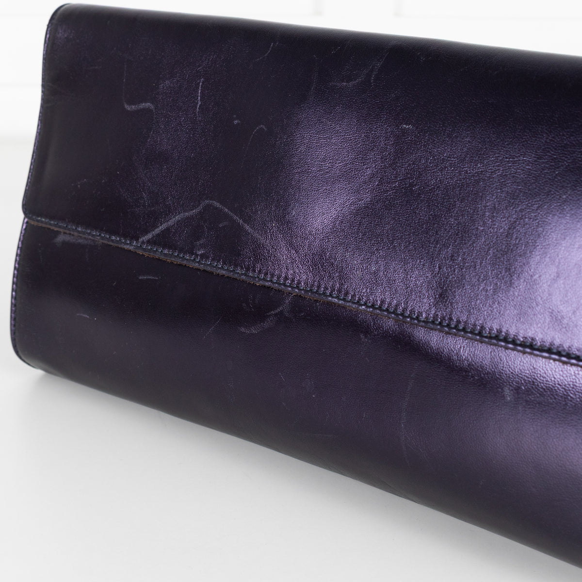 Max Mara Navy Purple Metallic Clutch Bag