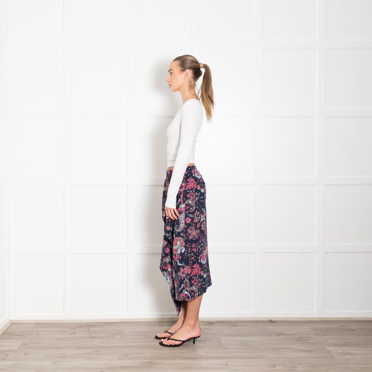 Isabel Marant Blue Pink Floral Silk Skirt