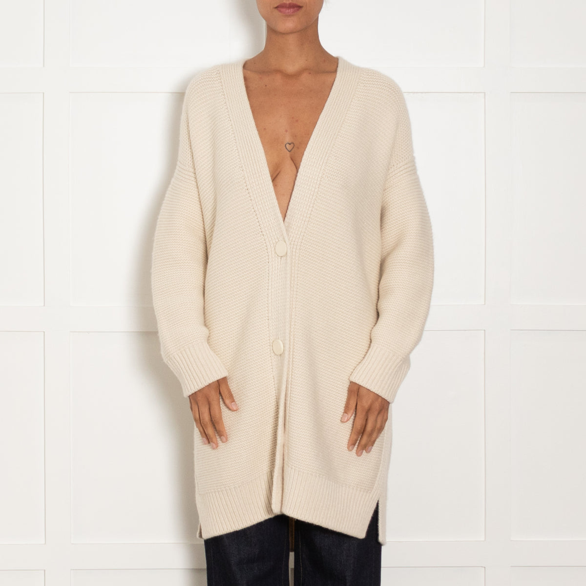 Hermes Cream Cashmere Long Cardigan