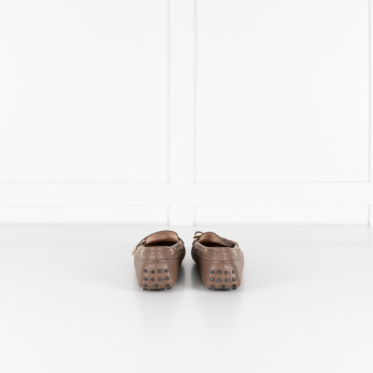 Tod's Gommino Bow Detail Beige Flat Loafers