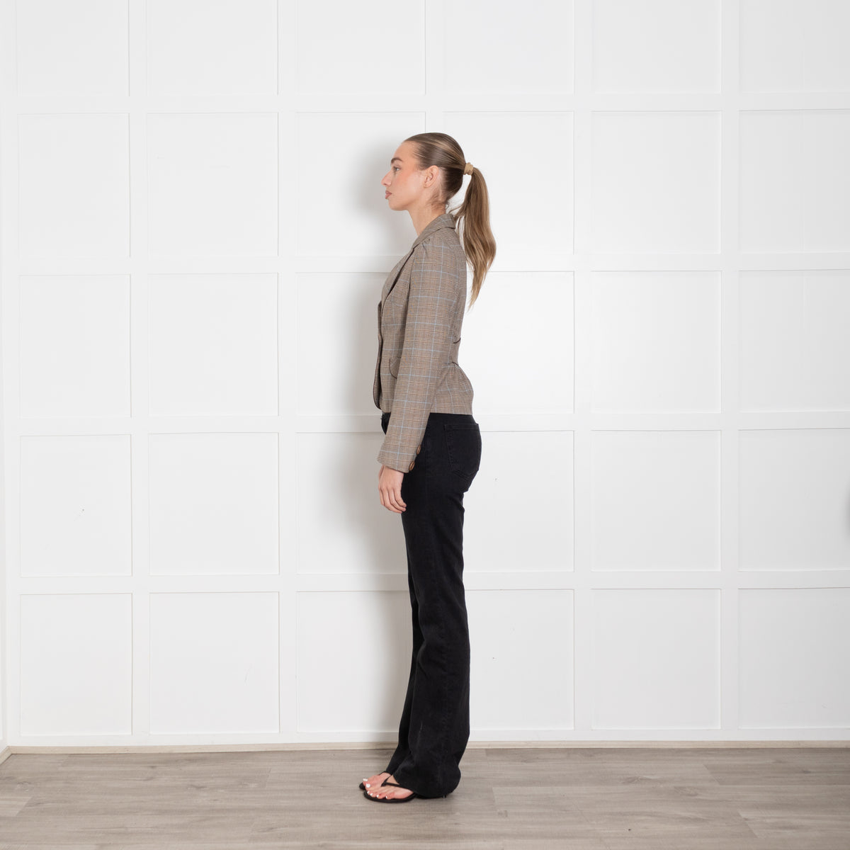 Joseph Beige Brown Check Blazer Jacket