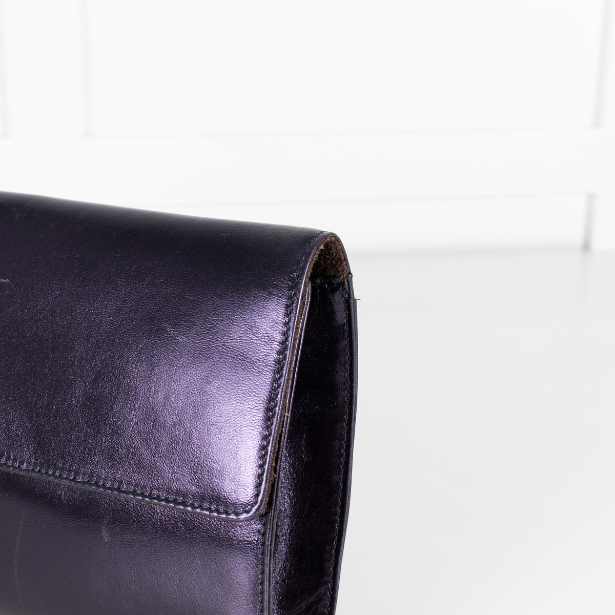 Max Mara Navy Purple Metallic Clutch Bag