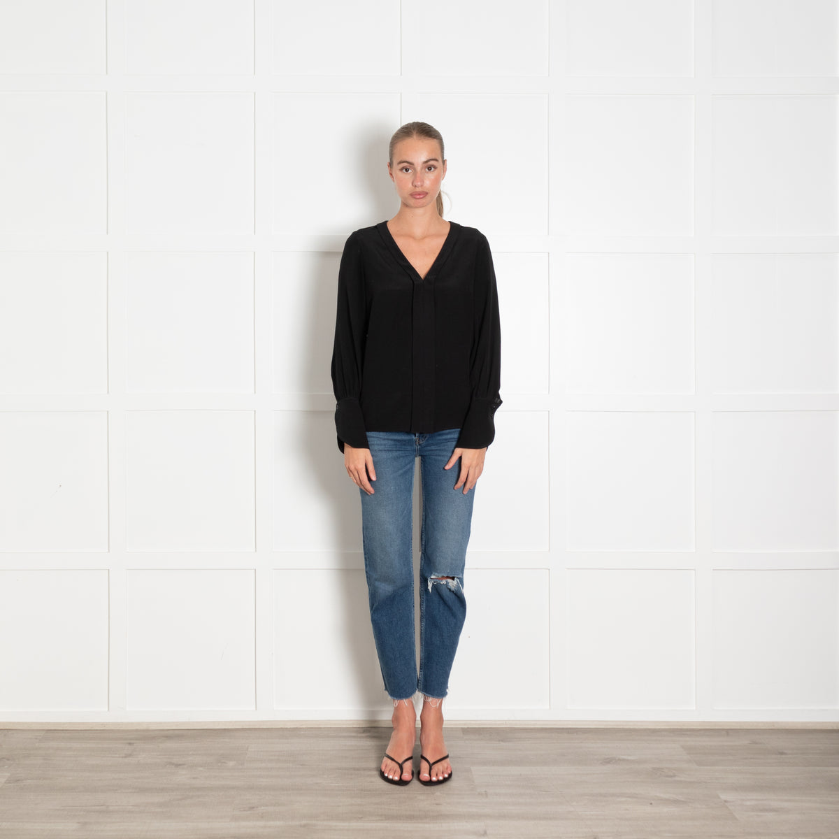 Tara Jarmon Black Deep Cuff Blouse