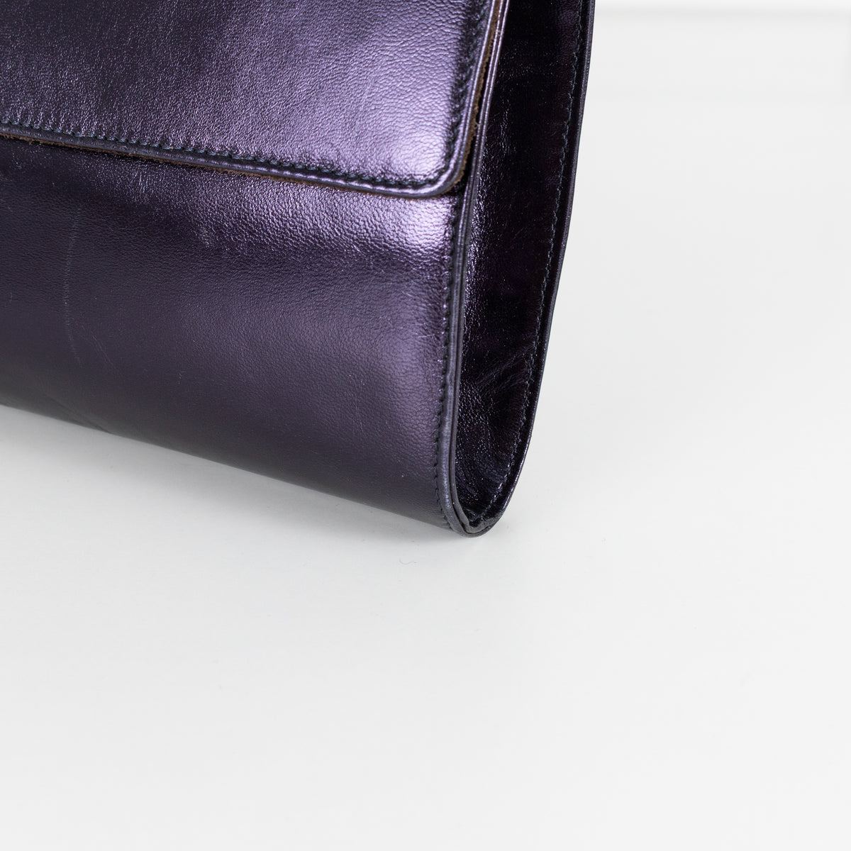 Max Mara Navy Purple Metallic Clutch Bag