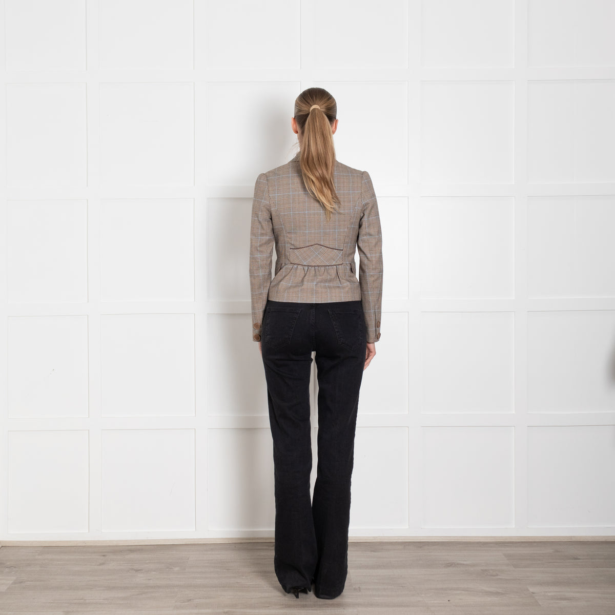 Joseph Beige Brown Check Blazer Jacket