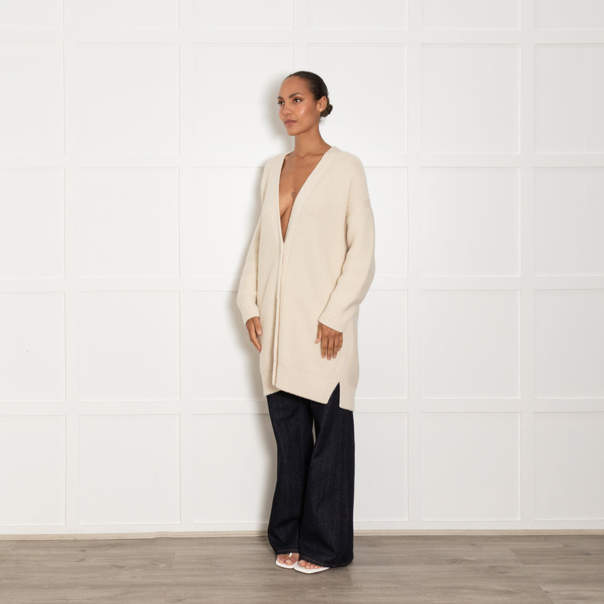 Hermes Cream Cashmere Long Cardigan