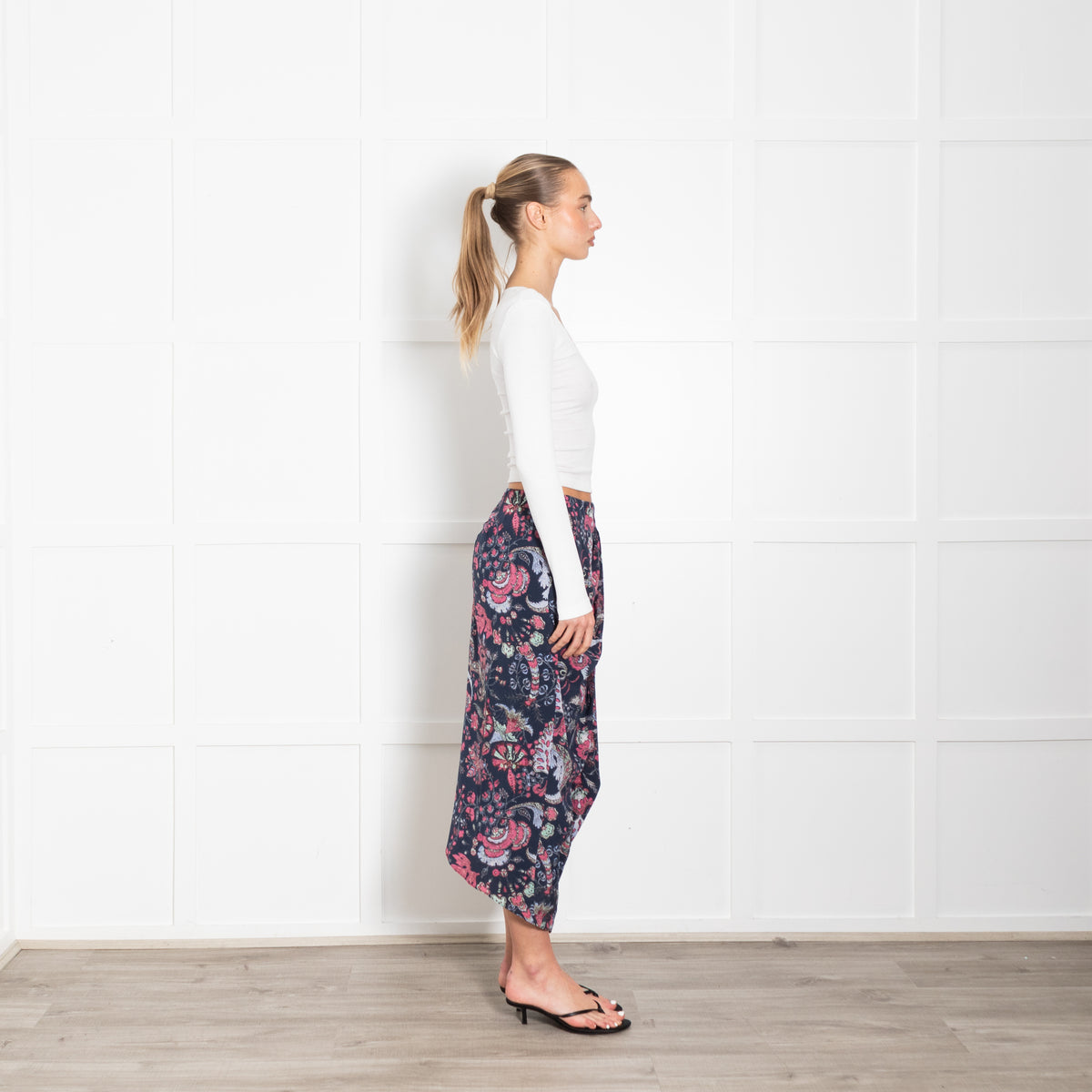 Isabel Marant Blue Pink Floral Silk Skirt