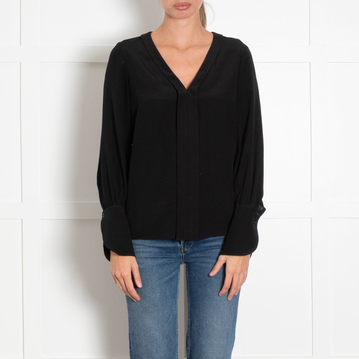 Tara Jarmon Black Deep Cuff Blouse
