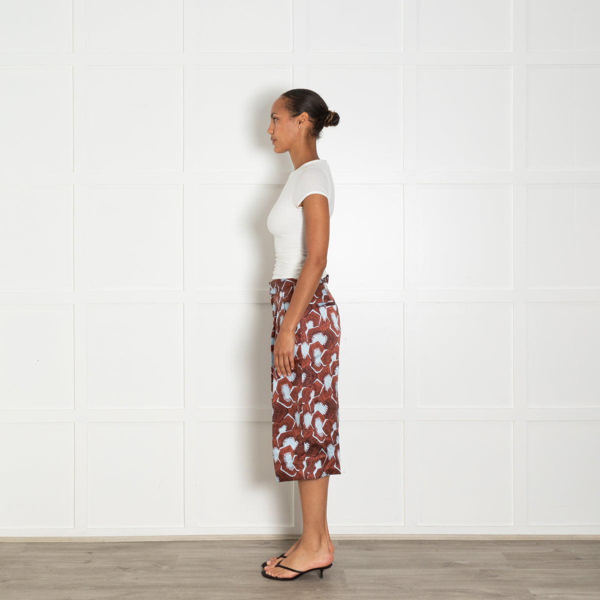 Equipment Brown Blue Silk Long Shorts