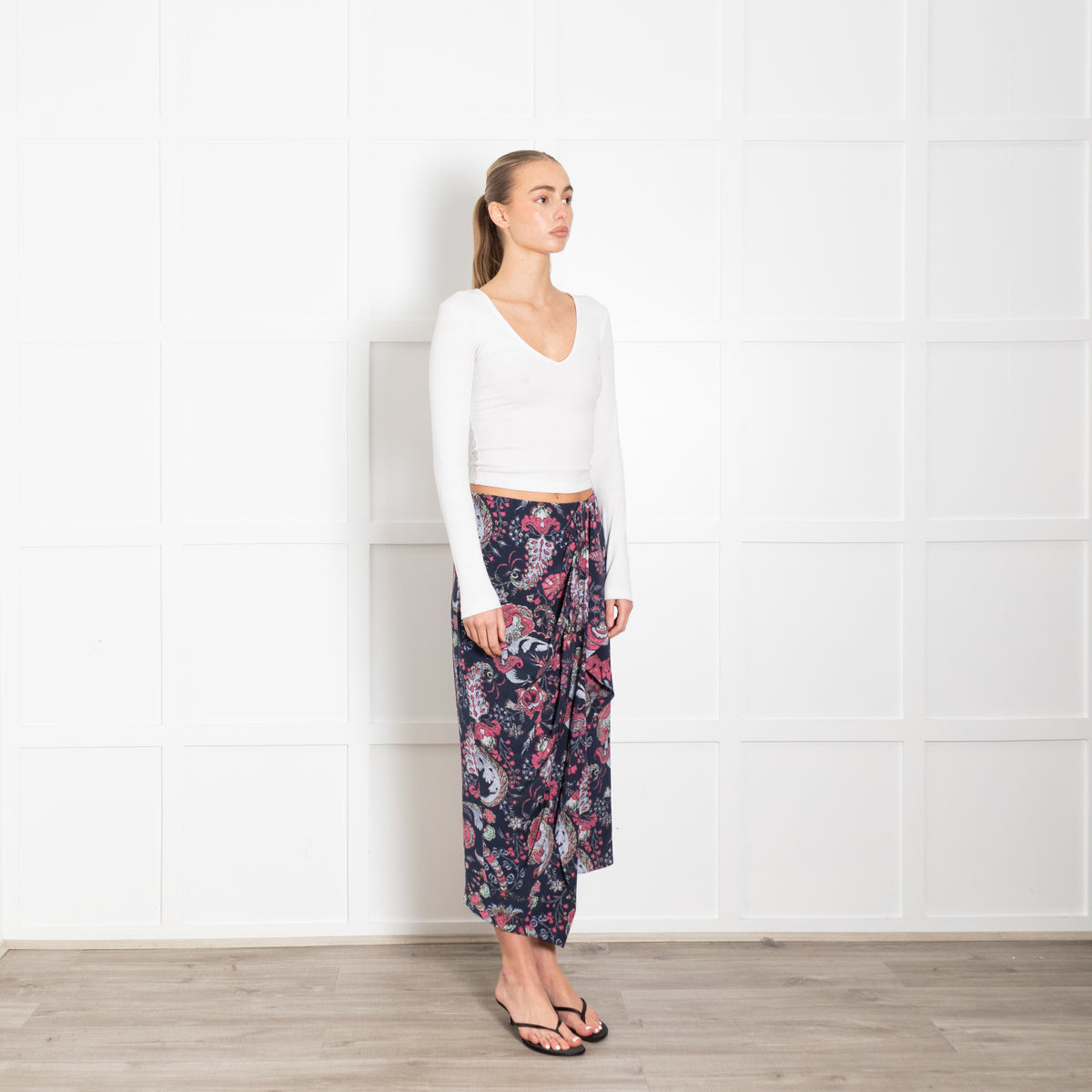 Isabel Marant Blue Pink Floral Silk Skirt