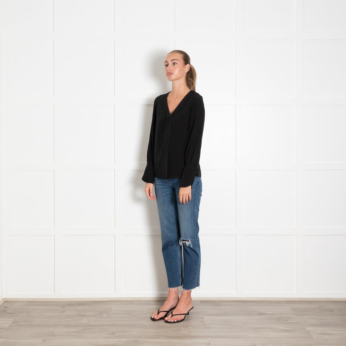 Tara Jarmon Black Deep Cuff Blouse