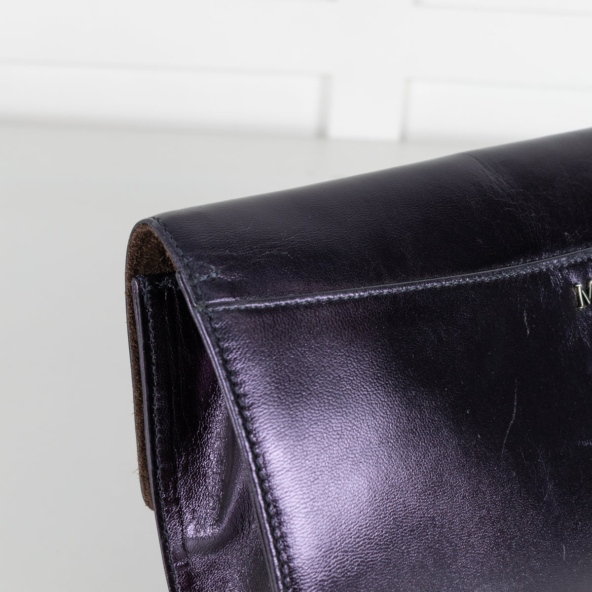 Max Mara Navy Purple Metallic Clutch Bag