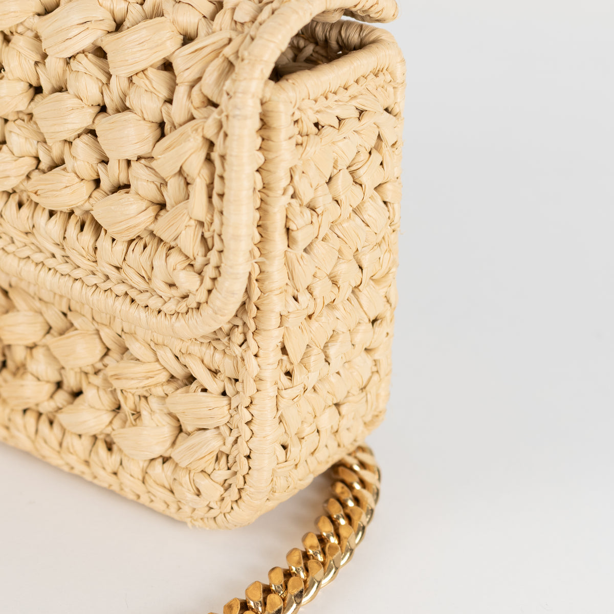 Celine Triomphe Raffia Chain Strap Bag