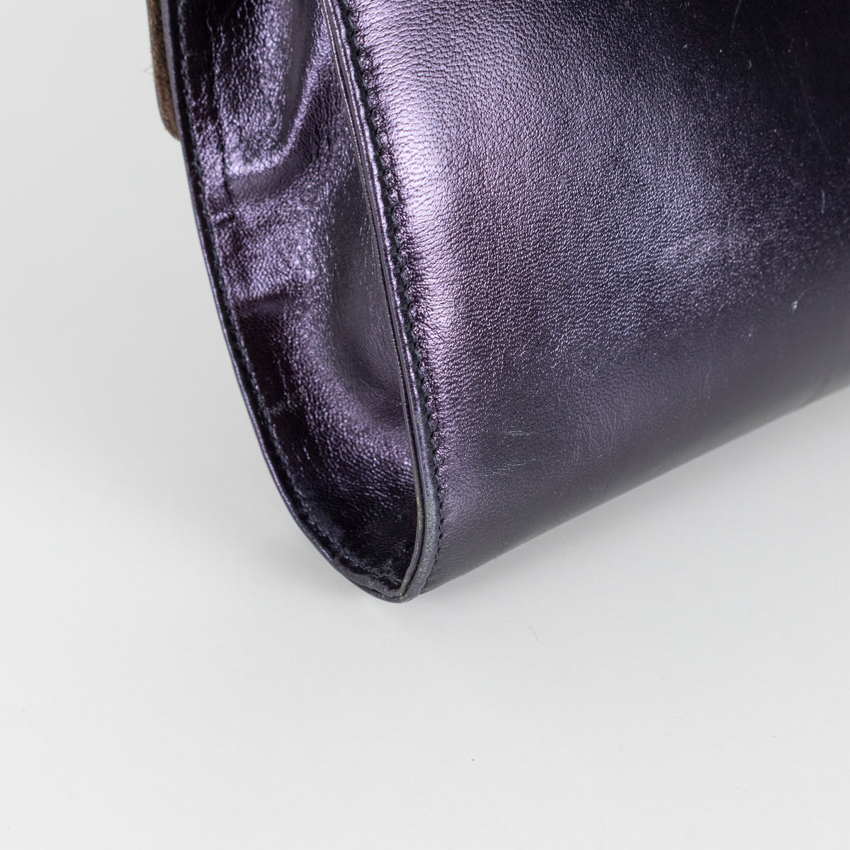 Max Mara Navy Purple Metallic Clutch Bag