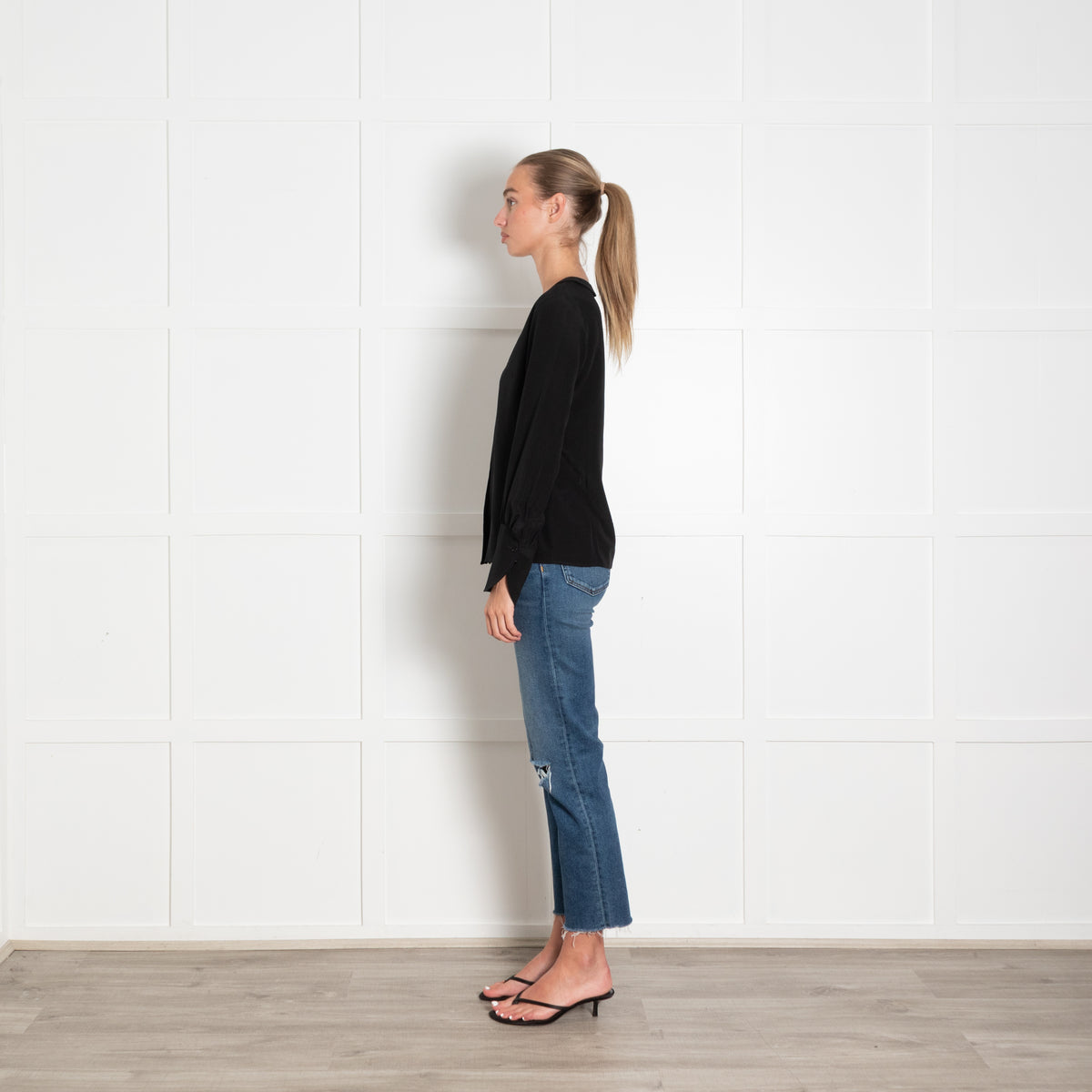 Tara Jarmon Black Deep Cuff Blouse