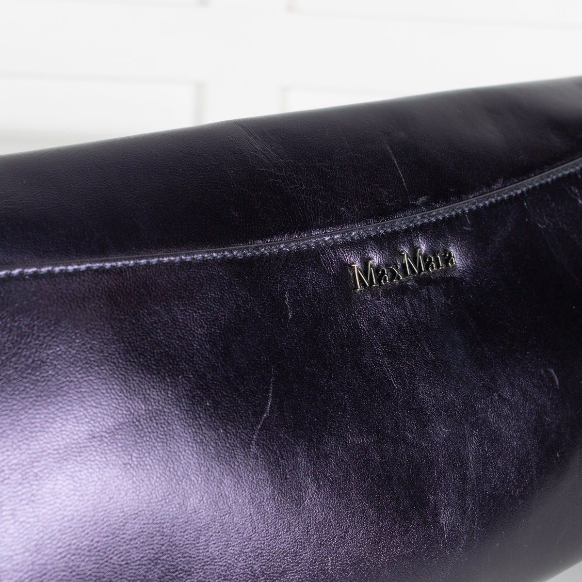 Max Mara Navy Purple Metallic Clutch Bag