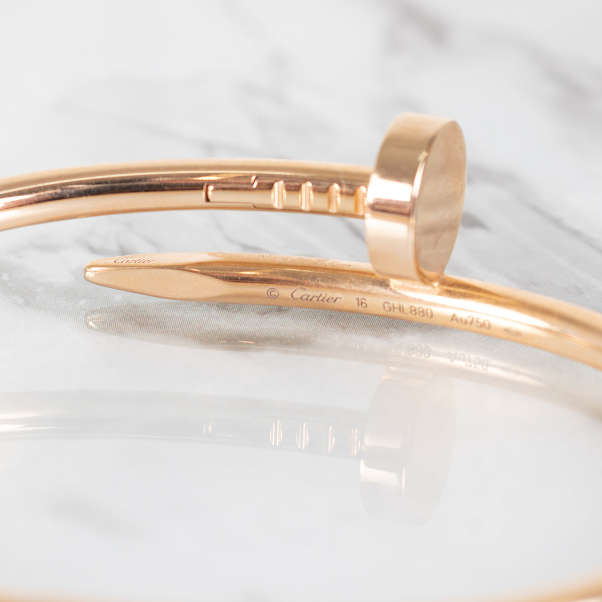 Cartier Rose Gold Plain Juste Un Clou Bracelet Size 16
