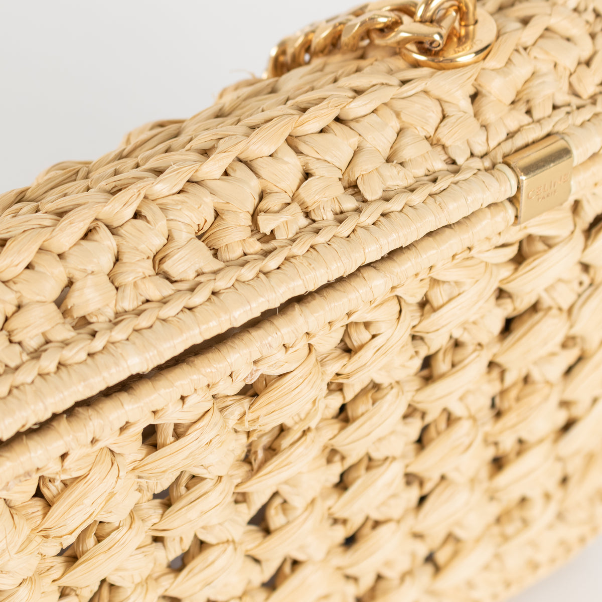 Celine Triomphe Raffia Chain Strap Bag